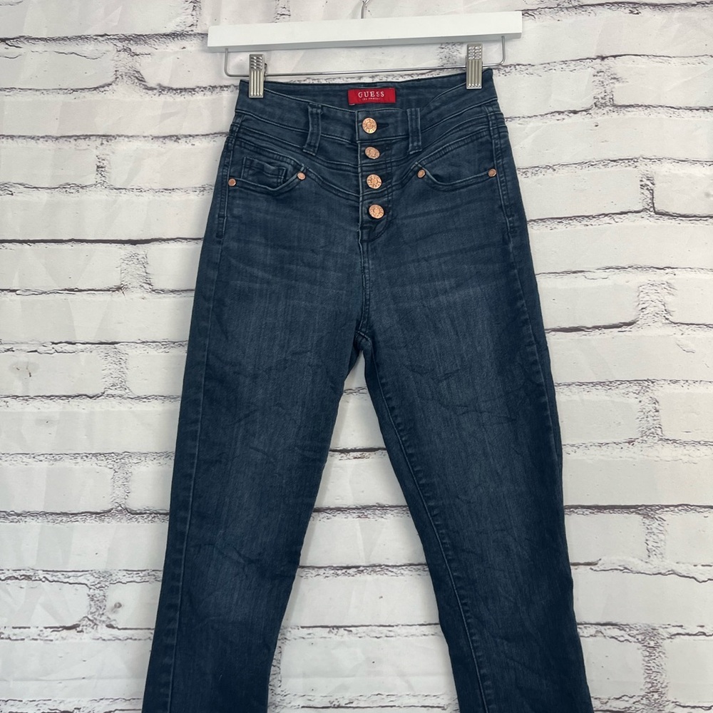 Guess High Rise Button Fly Skinny Jeans Dark Wash Women’s 25 Stretch Denim - Picture 7 of 17